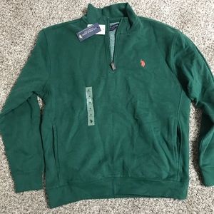 Men’s 1/4 zip Polo sweatshirt size M Green NWT